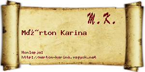 Márton Karina névjegykártya